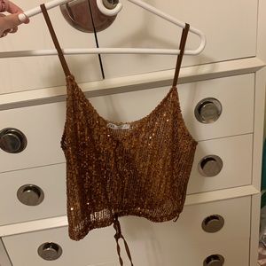 Zara copper sequined crop top tank